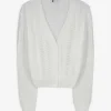 Strickjacke - V-Ausschnitt - weiß