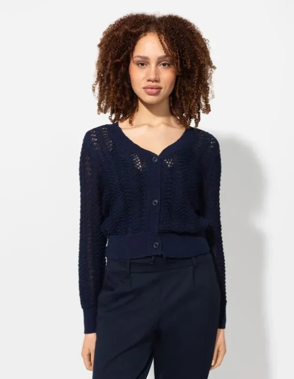 Strickjacke - V-Ausschnitt - dunkelblau
