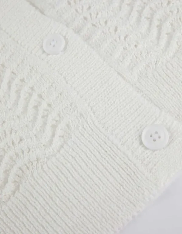 Strickjacke - V-Ausschnitt - weiß