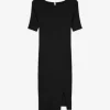 Strickkleid - U-Ausschnitt - schwarz