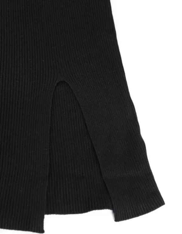 Strickkleid - U-Ausschnitt - schwarz