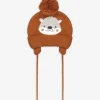 Strickmütze - Stickerei - braun