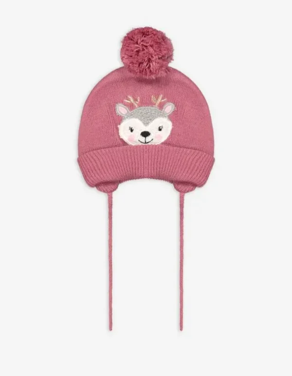 Strickmütze - Stickerei - pink