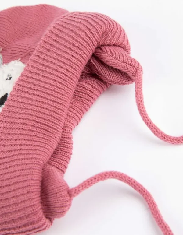 Strickmütze - Stickerei - pink