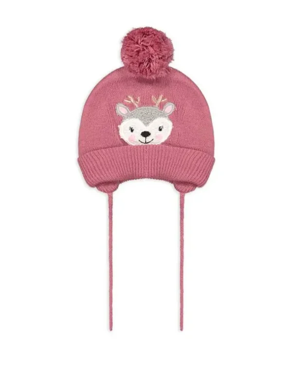 Strickmütze - Stickerei - pink