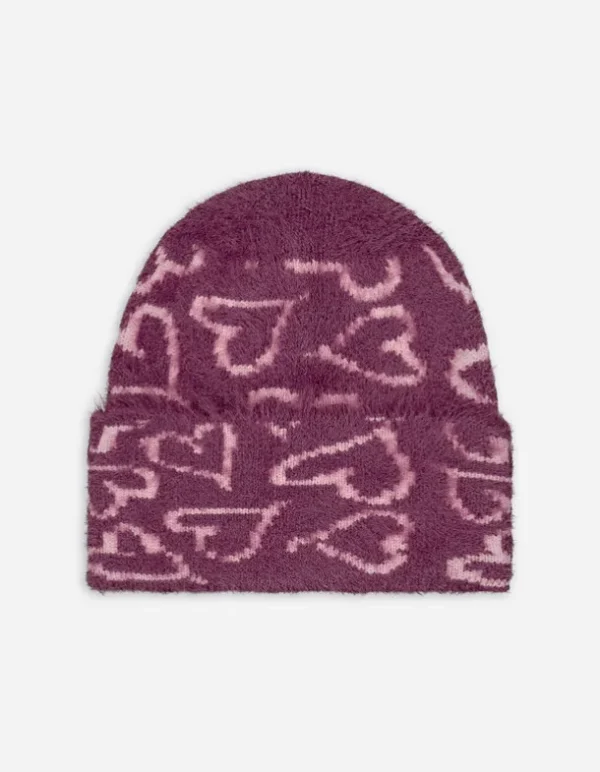 Strickmütze - Umschlag - lila