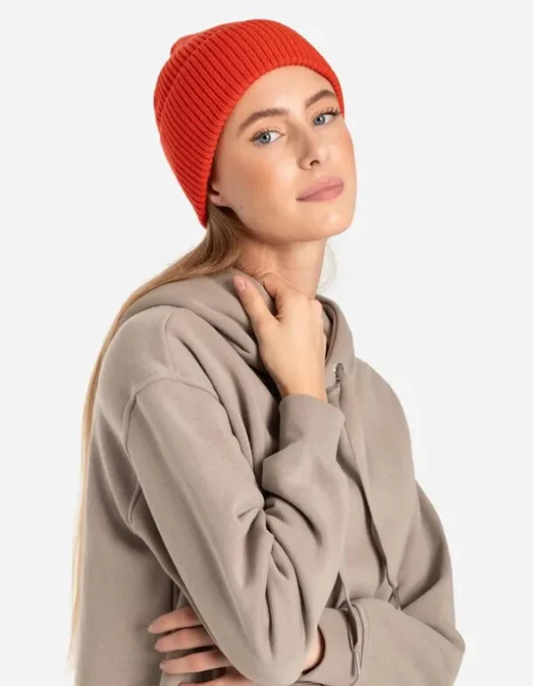Strickmütze - Umschlag - rot