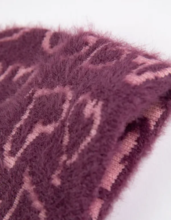 Strickmütze - Umschlag - lila