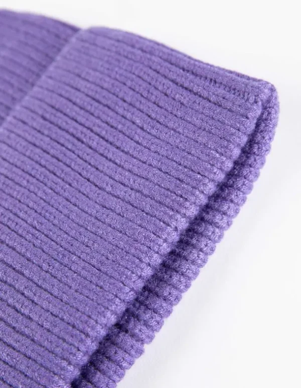 Strickmütze - Umschlag - dunkellila