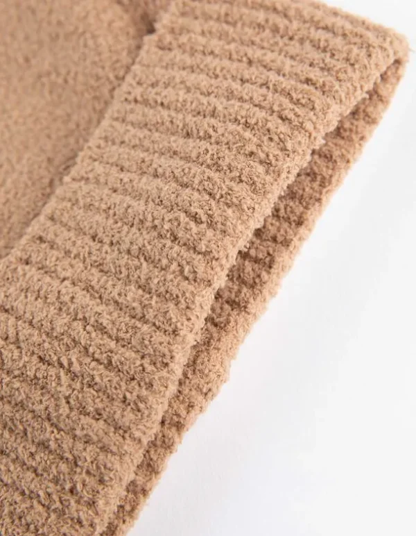 Strickmütze - Umschlag - beige