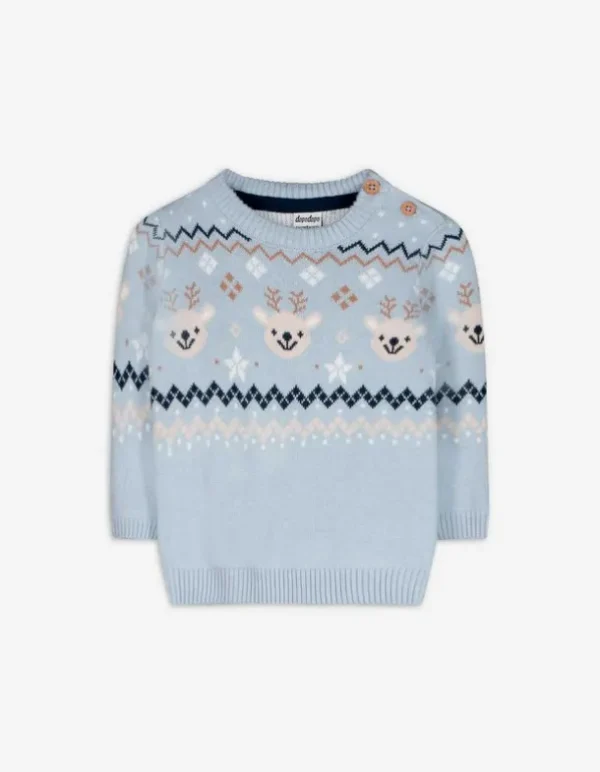 Strickpullover - Christmas - hellblau