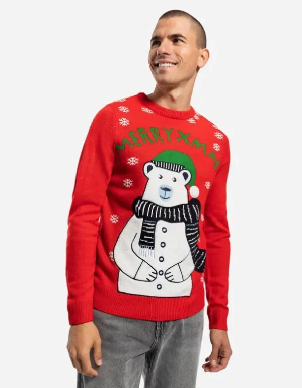 Strickpullover - Christmas - rot