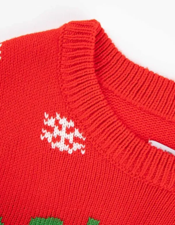 Strickpullover - Christmas - rot