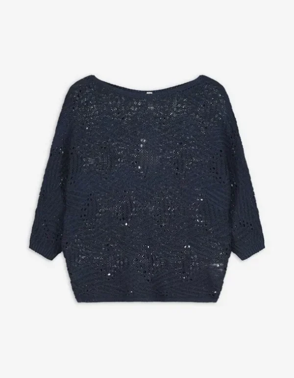Strickpullover - Fledermausärmel - dunkelblau