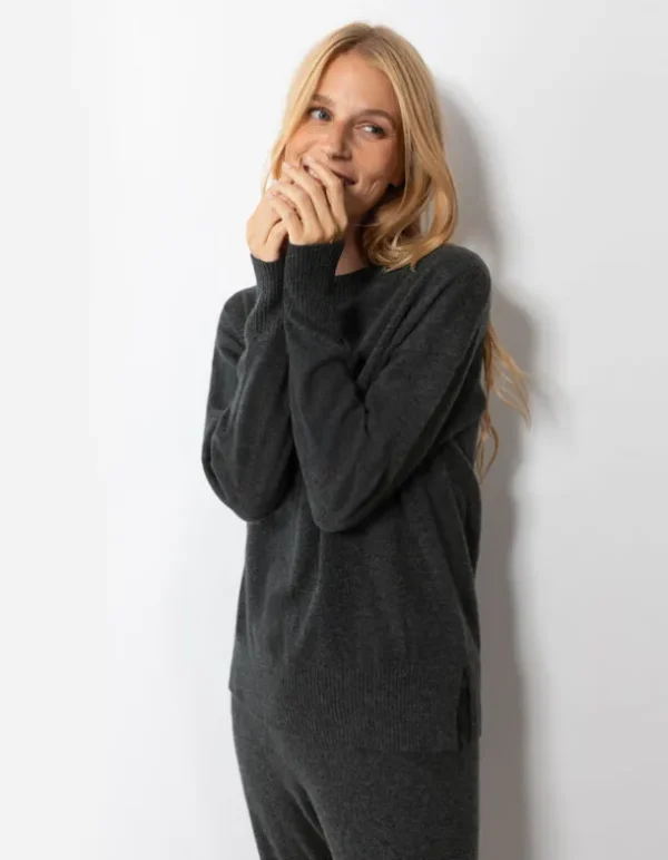 Strickpullover - Kaschmir - dunkelgrau