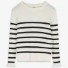 Strickpullover - Streifen - weiß