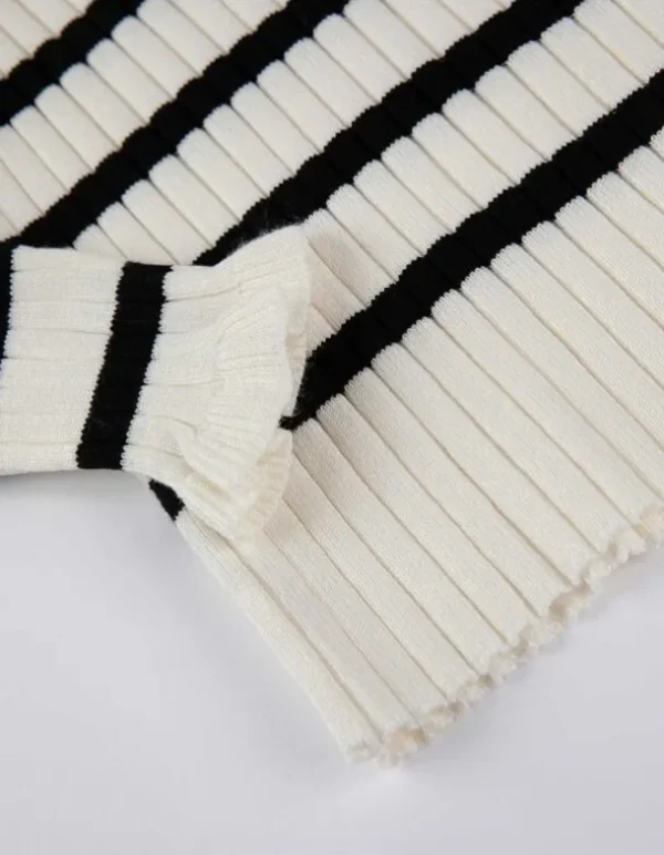 Strickpullover - Streifen - weiß