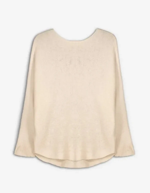 Strickpullover - Überschnittene Ärmel - beige