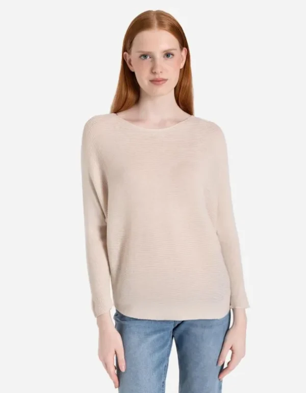 Strickpullover - Überschnittene Ärmel - beige