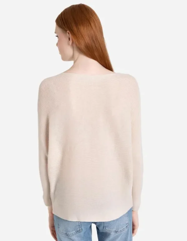 Strickpullover - Überschnittene Ärmel - beige