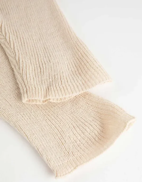 Strickpullover - Überschnittene Ärmel - beige