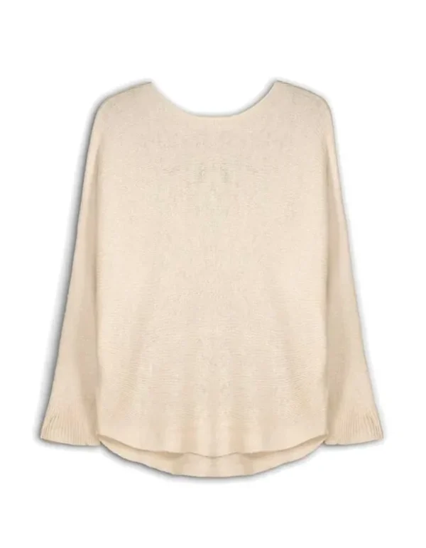 Strickpullover - Überschnittene Ärmel - beige