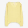 Strickpullover - V-Ausschnitt - gelb