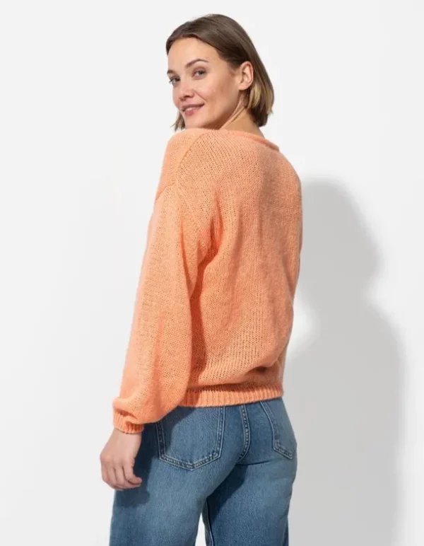 Strickpullover - V-Ausschnitt - orange