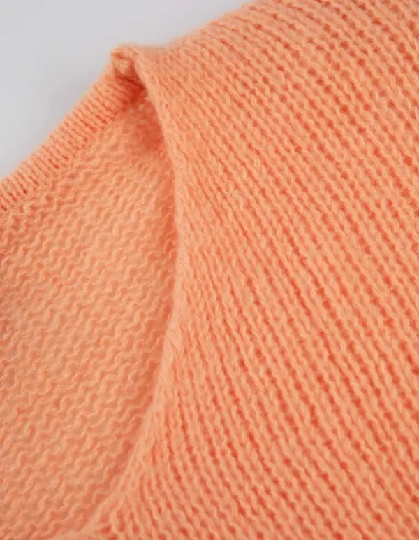Strickpullover - V-Ausschnitt - orange