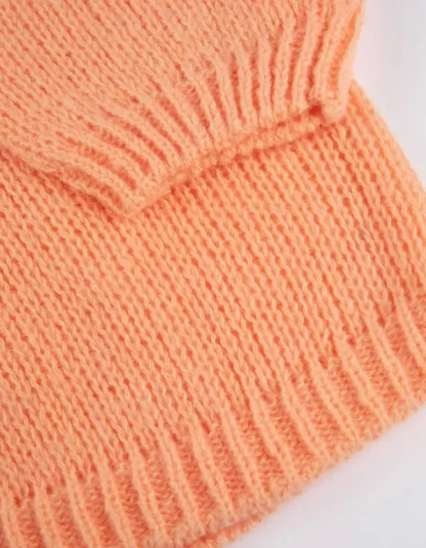 Strickpullover - V-Ausschnitt - orange