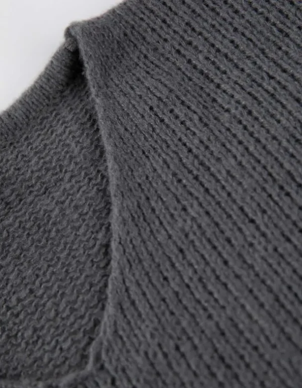 Strickpullover - V-Ausschnitt - grau
