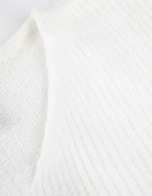 Strickpullover - V-Ausschnitt - weiß
