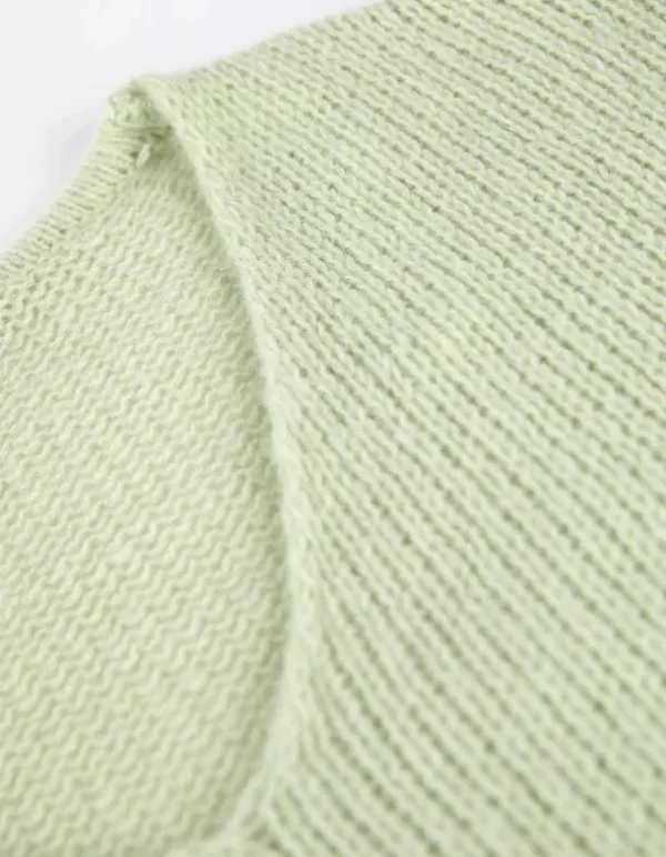 Strickpullover - V-Ausschnitt - grün