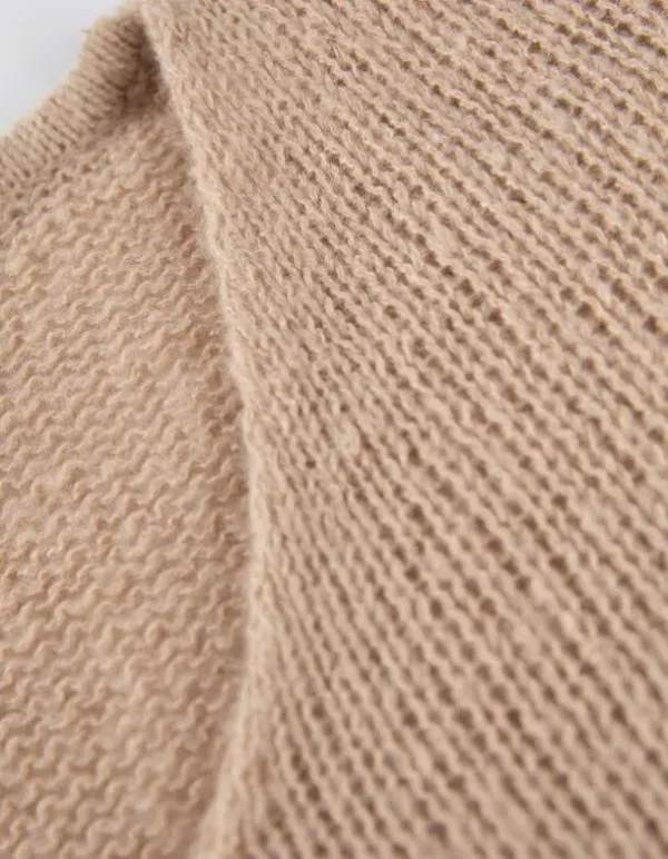 Strickpullover - V-Ausschnitt - beige