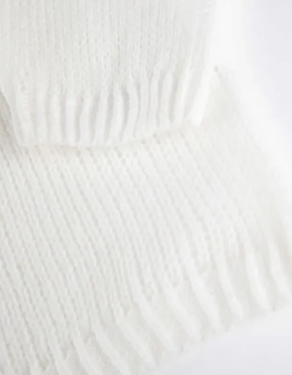 Strickpullover - V-Ausschnitt - weiß