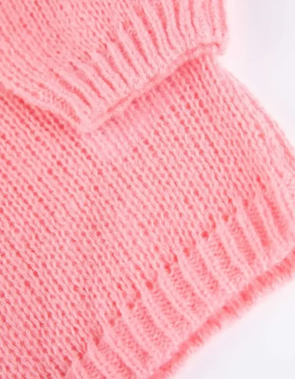 Strickpullover - V-Ausschnitt - rosa