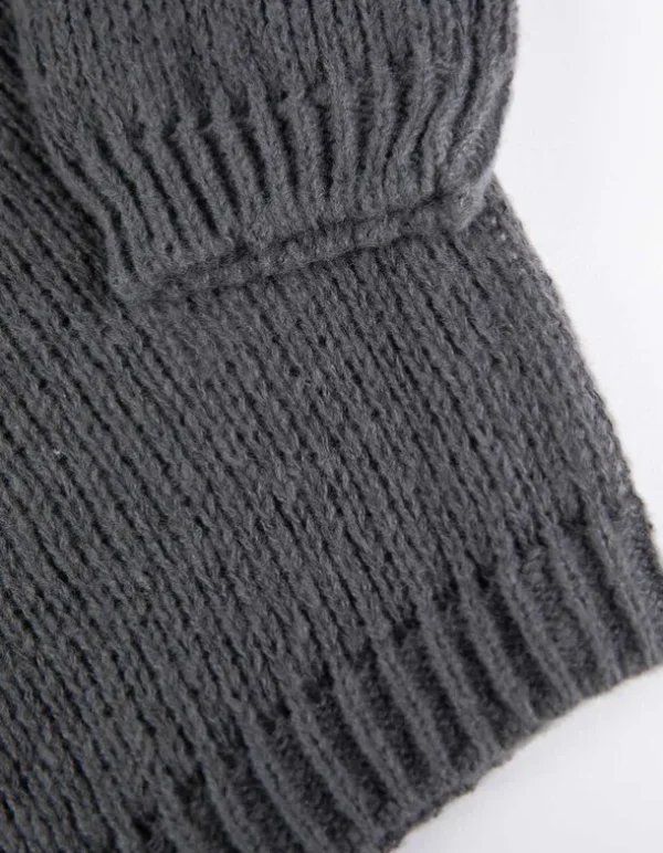 Strickpullover - V-Ausschnitt - grau