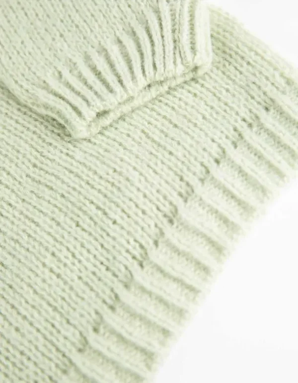 Strickpullover - V-Ausschnitt - grün