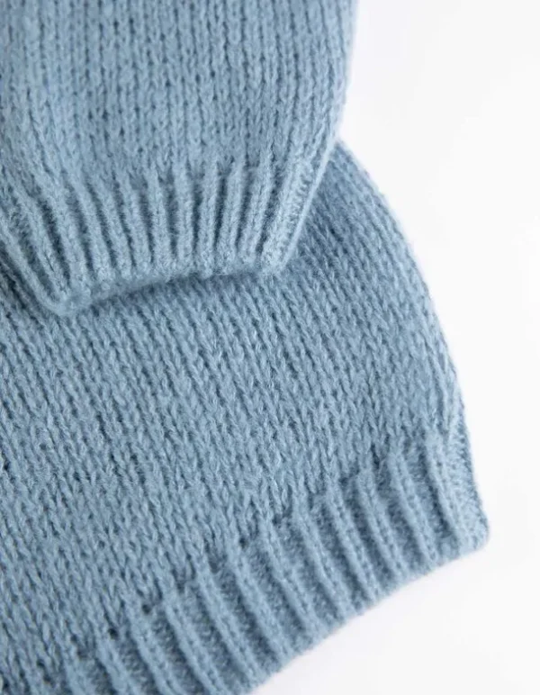 Strickpullover - V-Ausschnitt - blau