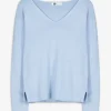 Strickpullover - Viskose-Mix - hellblau