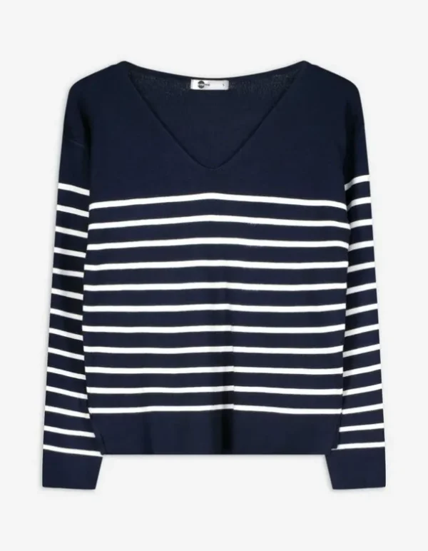 Strickpullover - Viskose-Mix - dunkelblau