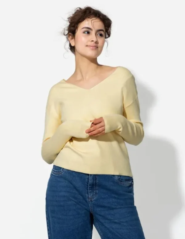 Strickpullover - Viskose-Mix - hellgelb
