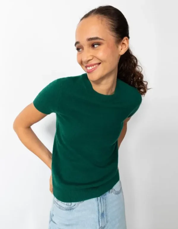 Strickshirt - Kaschmir - dunkelgrün