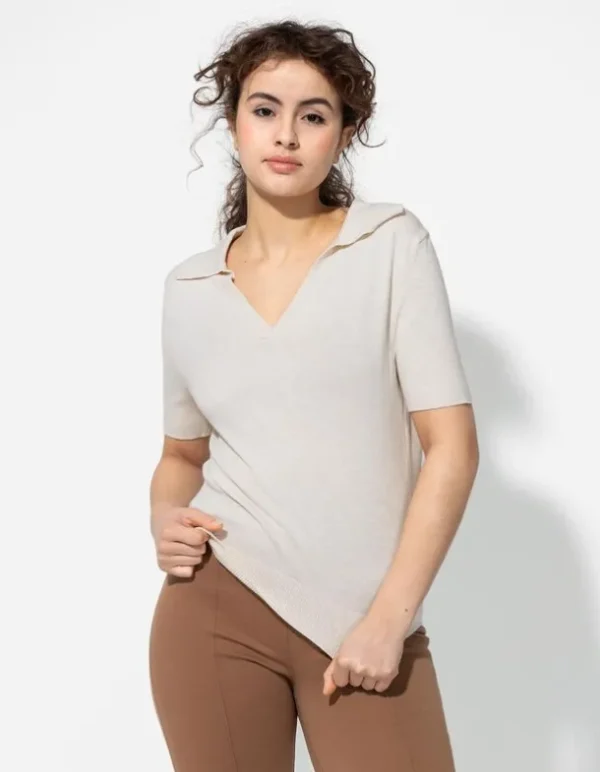 Strickshirt - Viskose-Mix - beige