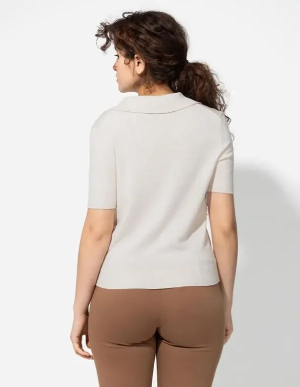 Strickshirt - Viskose-Mix - beige