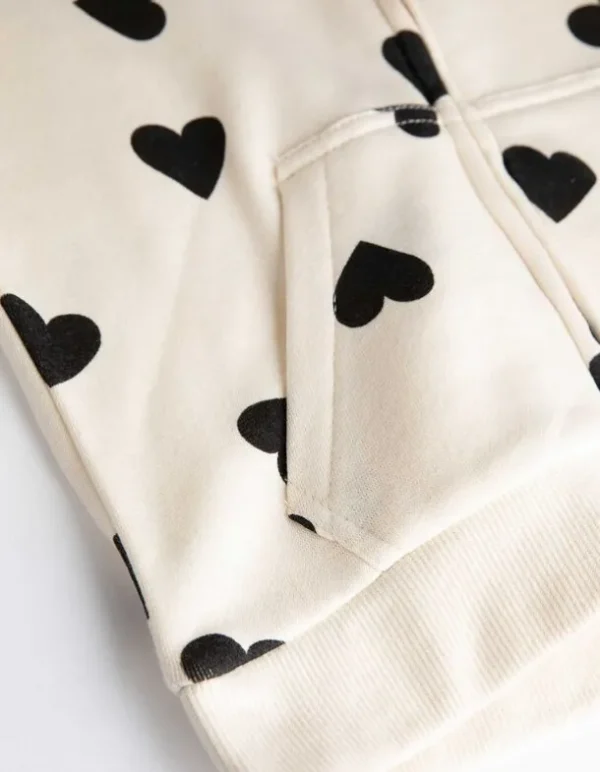 Sweatjacke - Allover-Print - beige