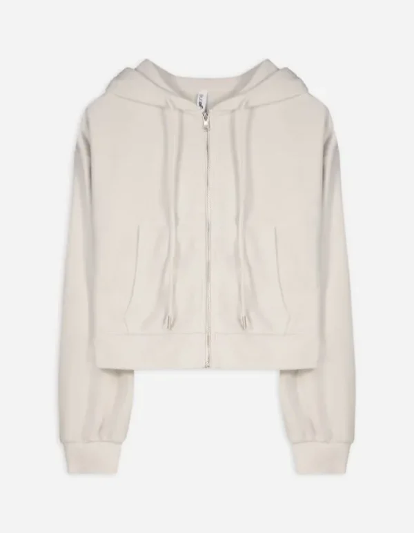 Sweatjacke - Cropped - beige