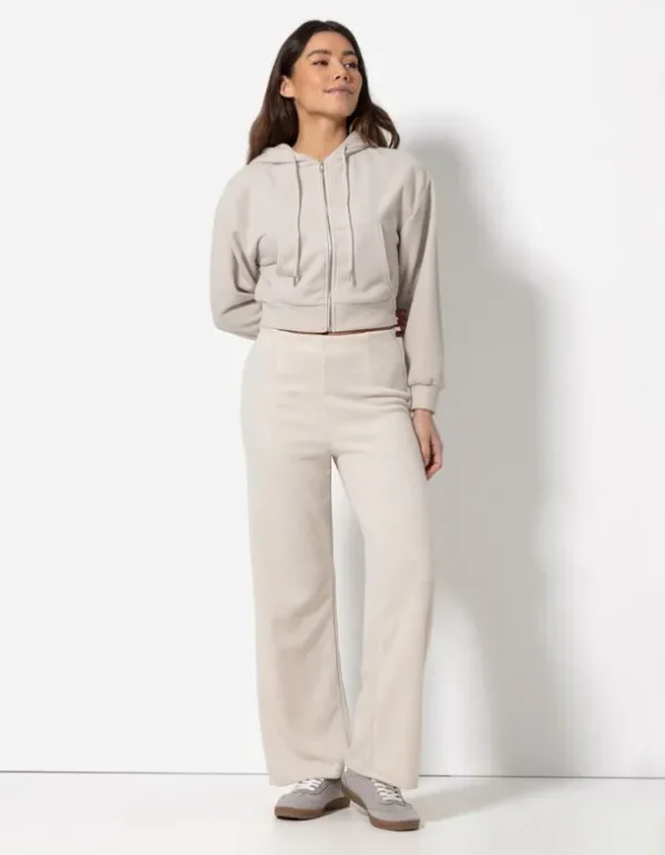 Sweatjacke - Cropped - beige