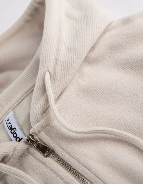 Sweatjacke - Cropped - beige