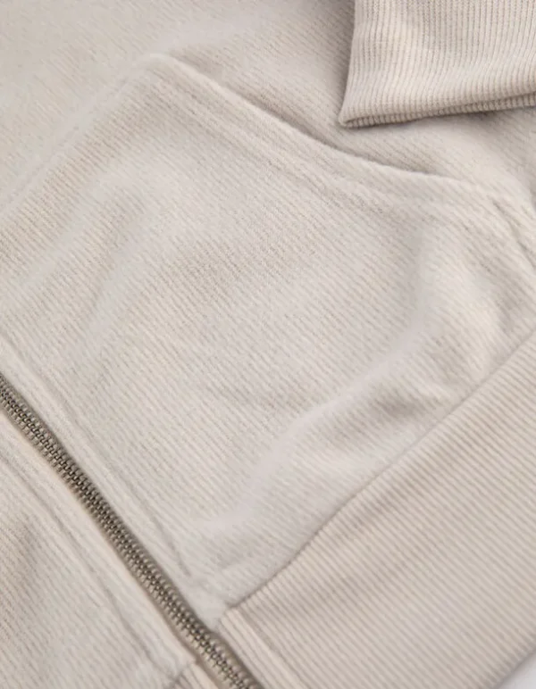 Sweatjacke - Cropped - beige